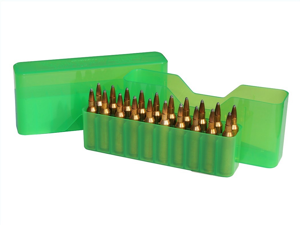 MTM J20L Slip-Top Ammo Box CLEAR GREEN content 20